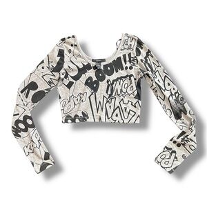 Forever 21 Black and Gray Graphic Top